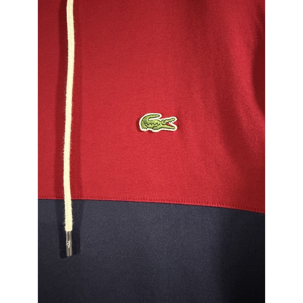 Lacoste Hooded Shirt Striped Long Sleeve Pullover Hoodie Red TH9349 Mens Large - Picture 6 of 14